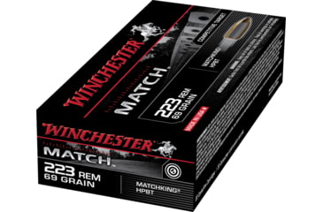 Image of Winchester MATCH .223 Remington 69 grain Boat Tail Hollow Point Centerfire Rifle Ammo, 20 Rounds, S223M2