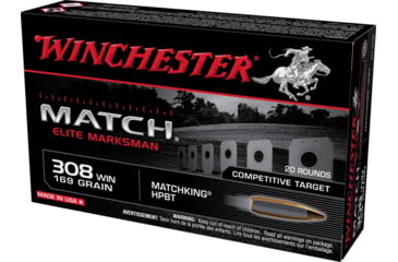Image of Winchester Match Elite Marksman .308 Winchester 169 Grain Matchking HPBT Centerfire Rifle Ammunition, 20 Rounds, S308M2