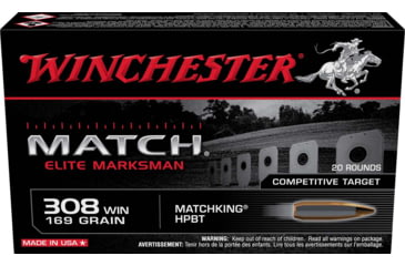 Image of Winchester Match Elite Marksman .308 Winchester 169 Grain Matchking HPBT Centerfire Rifle Ammunition, 20 Rounds, S308M2