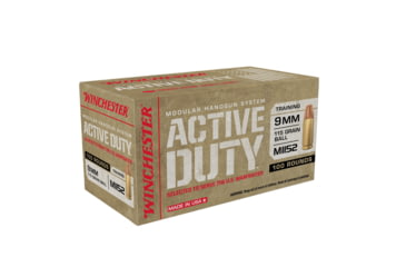 Image of Winchester MHS 9 mm Luger 115 grain Full Metal Jacket Centerfire Pistol Ammo, 100 Rounds, WIN9MHSC