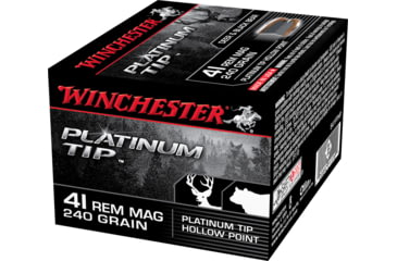 Image of Winchester Platinum Tip Hollow Point .41 Remington Magnum 240 grain Platinum Tip Hollow Point Brass Cased Centerfire Pistol Ammo, 20 Rounds, S41PTHP