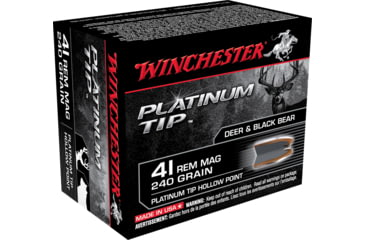 Image of Winchester Platinum Tip Hollow Point .41 Remington Magnum 240 grain Platinum Tip Hollow Point Brass Cased Centerfire Pistol Ammo, 20 Rounds, S41PTHP