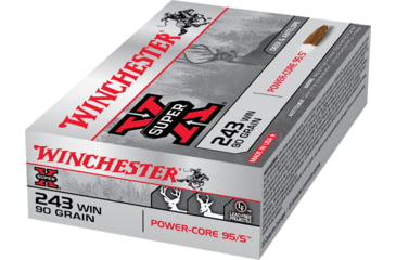Image of Winchester Power Core 95-5 .243 Winchester 90 grain Power-Core 95/5 Protected Hollow Point Centerfire Rifle Ammo, 20 Rounds, X243WLF