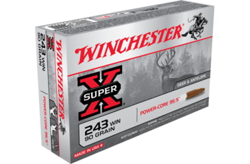 Image of Winchester Power Core 95-5 .243 Winchester 90 grain Power-Core 95/5 Protected Hollow Point Centerfire Rifle Ammo, 20 Rounds, X243WLF