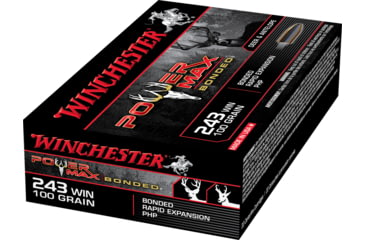 Image of Winchester Power Max BondeD .243 Winchester 100 grain Bonded Rapid Expansion Protected Hollow Point Centerfire Rifle Ammo, 20 Rounds, X2432BP