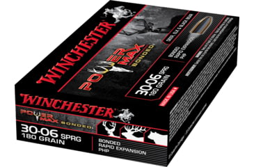 Image of Winchester Power Max BondeD .30-06 Springfield 180 grain Notched Protected Hollow Point Brass Cased Centerfire Rifle Ammo, 20 Rounds, X30064BP