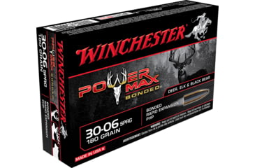Image of Winchester Power Max BondeD .30-06 Springfield 180 grain Notched Protected Hollow Point Brass Cased Centerfire Rifle Ammo, 20 Rounds, X30064BP