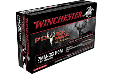 Image of Winchester Power Max BondeD 7mm-08 Remington 140 grain Bonded Rapid Expansion Protected Hollow Point Centerfire Rifle Ammo, 20 Rounds, X708BP