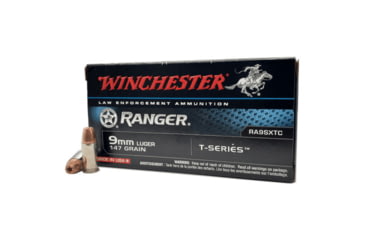 Image of Winchester Ranger 9mm 147 Grain Brass Cased Centerfire Pistol Ammo, 50RD BOX, WINCRA9SXTC