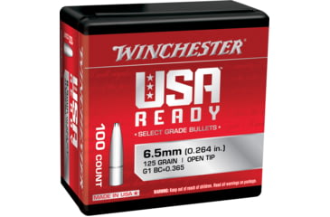 Image of Winchester Rifle Bullets, .264/6.5mm Caliber, .264 Diameter, Open Tip, 125 grain, 100 Rounds, WBR65125