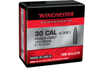 Image of Winchester Rifle Bullets, 30 Cal, .308, 150 Grain, Power-Point, 100 Bullets, WB30PP150X-308CAL