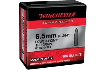 Image of Winchester Rifle Bullets, 6.5 Creedmoor, 129 Grain, Power-Point, 100 Bullets, WB65PP129X