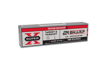 Image of Winchester Super X .21 Sharp 34 Grain Jacketed Hollow Point Brass Cased Rimfire Ammo, 100 Rounds, X21JHP