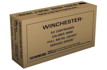 Image of Winchester Service Grade Handgun Ammo 9mm Luger 115 gr FMJ 500/ct, SG9WC