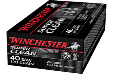Image of Winchester Super Clean .40 S&amp;W 120 grain Full Metal Jacket Centerfire Pistol Ammo, 50 Rounds, W40SWLF