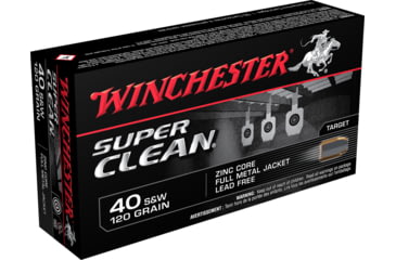 Image of Winchester Super Clean .40 S&amp;W 120 grain Full Metal Jacket Centerfire Pistol Ammo, 50 Rounds, W40SWLF