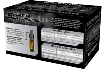 Image of Winchester Super Suppressed .22 Long Rifle 45 Grain Subsonic Lead Round Nose Rimfire Ammo, 800 Rounds, SUP22LRB
