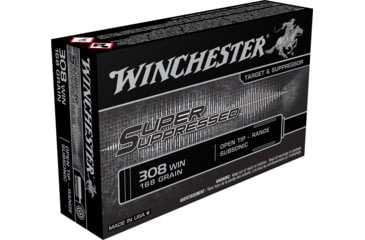 Image of Winchester Super Suppressed .308 Winchester 168 grain Subsonic Open Tip Range Centerfire Rifle Ammo, 20 Rounds, SUP308