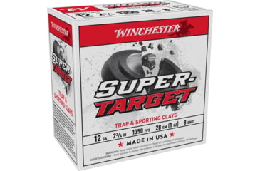 Image of Winchester SUPER-TARGET 12 Gauge 1oz, 2.75in, 8 Shot Size, 1350MV, Shotgun Ammo, 25 Rounds, TRGT13508