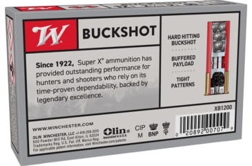 Image of Winchester Super-X 12 Gauge 9 Pellet 2.75in Buckshot Shotgun Ammo, 25 Rounds, XB1200VP25