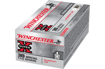 Image of Winchester Super-X HANDGUN .38 Special 110 grain Silvertip Jacketed Hollow Point Brass Cased Centerfire Pistol Ammo, 50 Rounds, X38S9HP