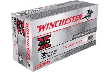Image of Winchester Super-X HANDGUN .38 Special 110 grain Silvertip Jacketed Hollow Point Brass Cased Centerfire Pistol Ammo, 50 Rounds, X38S9HP