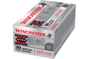 Image of Winchester Super-X HANDGUN .38 Special 158 grain Lead Flat Nose Centerfire Pistol Ammo, 50 Rounds, USA38CB