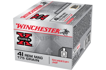 Image of Winchester Super-X HANDGUN .41 Remington Magnum 175 grain Silvertip Jacketed Hollow Point Brass Cased Centerfire Pistol Ammo, 20 Rounds, X41MSTHP2