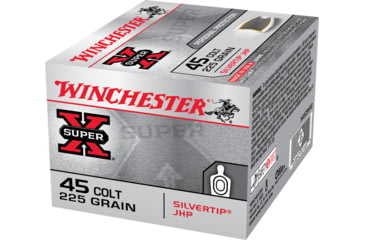 Image of Winchester Super-X HANDGUN .45 Colt 225 grain Silvertip Jacketed Hollow Point Brass Cased Centerfire Pistol Ammo, 20 Rounds, X45CSHP2