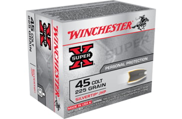 Image of Winchester Super-X HANDGUN .45 Colt 225 grain Silvertip Jacketed Hollow Point Brass Cased Centerfire Pistol Ammo, 20 Rounds, X45CSHP2