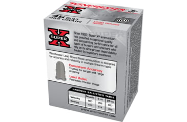 Image of Winchester Super-X HANDGUN .45 Colt 255 grain Lead Round Nose Brass Cased Centerfire Pistol Ammo, 20 Rounds, X45CP2