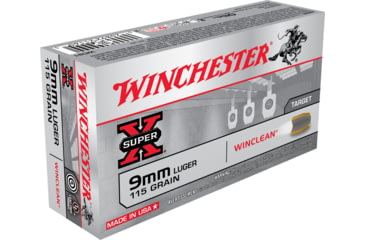 Image of Winchester Super-X HANDGUN 9 mm Luger 115 grain WinClean Enclosed Base Centerfire Pistol Ammo, 50 Rounds, WC91