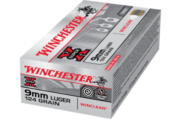 Image of Winchester Super-X HANDGUN 9 mm Luger 124 grain WinClean Enclosed Base Centerfire Pistol Ammo, 50 Rounds, WC92