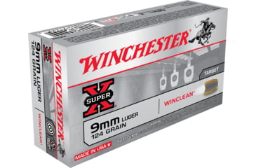 Image of Winchester Super-X HANDGUN 9 mm Luger 124 grain WinClean Enclosed Base Centerfire Pistol Ammo, 50 Rounds, WC92