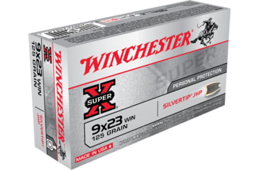 Image of Winchester Super-X HANDGUN 9x23mm Winchester 125 grain Silvertip Jacketed Hollow Point Brass Cased Centerfire Pistol Ammo, 50 Rounds, X923W
