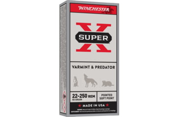 Image of Winchester Super-X RIFLE .22-250 Remington 55 grain Jacketed Soft Point Centerfire Rifle Ammo, 20 Rounds, X222501