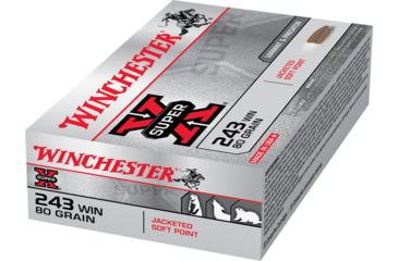 Image of Winchester Super-X RIFLE .243 Winchester 80 grain Jacketed Soft Point Brass Cased Centerfire Rifle Ammo, 20 Rounds, X2431