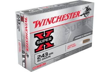 Image of Winchester Super-X RIFLE .243 Winchester 80 grain Jacketed Soft Point Brass Cased Centerfire Rifle Ammo, 20 Rounds, X2431