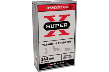 Image of Winchester Super-X RIFLE .243 Winchester 80 grain Jacketed Soft Point Brass Cased Centerfire Rifle Ammo, 200 Round