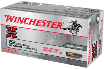 Image of Winchester Super-X RIMFIRE .22 Long Rifle 37 grain Copper Plated Hollow Point Rimfire Ammo, 50 Rounds, X22LRH