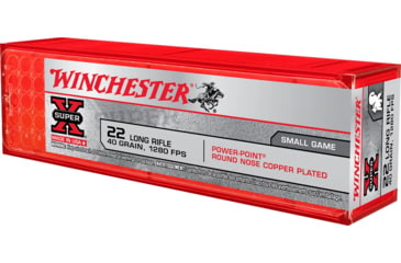 Image of Winchester Super-X RIMFIRE .22 Long Rifle 40 grain Copper Plated Hollow Point Rimfire Ammo, 100 Rounds, X22LRPP1