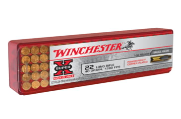 Image of Winchester Super-X RIMFIRE .22 Long Rifle 40 grain Copper Plated Hollow Point Rimfire Ammo, 100 Rounds, X22LRPP1