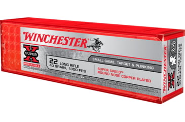 Image of Winchester Super-X RIMFIRE .22 Long Rifle 40 grain Copper Plated Lead Round Nose Rimfire Ammo, 100 Rounds, X22LRSS1