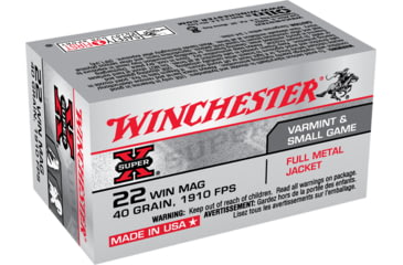 Image of Winchester Super-X RIMFIRE .22 Winchester Magnum Rimfire 40 grain Full Metal Jacket Brass Cased Rimfire Ammo, 50 Rounds, X22M