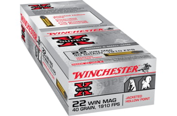 Image of Winchester Super-X RIMFIRE .22 Winchester Magnum Rimfire 40 grain Jacketed Hollow Point Rimfire Ammo, 50 Rounds, X22MH