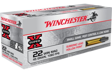 Image of Winchester Super-X RIMFIRE SUBSONIC .22 Winchester Magnum Rimfire 45 grain Lead Hollow Point Rimfire Ammo, 50 Rounds, X22MSUB