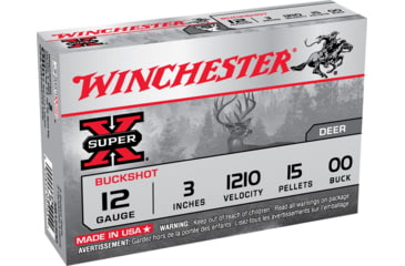 Image of Winchester Super-X Shotshell 12 Gauge 15 Pellets 3in Centerfire Shotgun Buckshot Ammo, 15 Rounds, XB12300VP