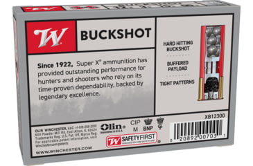 Image of Winchester Super-X Shotshell 12 Gauge 15 Pellets 3in Centerfire Shotgun Buckshot Ammo, 5 Rounds, XB12300