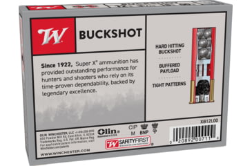 Image of Winchester Super-X Shotshell 12 Gauge 18 Pellets 3.5in Centerfire Shotgun Buckshot Ammo, 5 Rounds, XB12L00