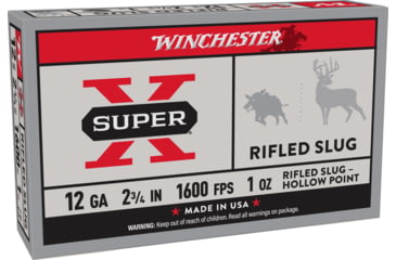 Image of Winchester Super-X Shotshell, 12 Gauge, 2 3/4 in, Centerfire Shotgun Slugs Ammo, 5 Rounds, X12RS15